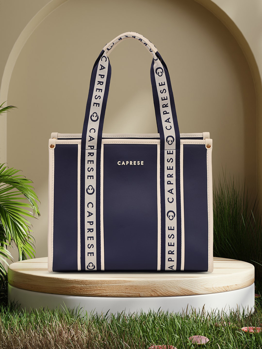 Caprese Trinity Women Navy Medium Tote Bag