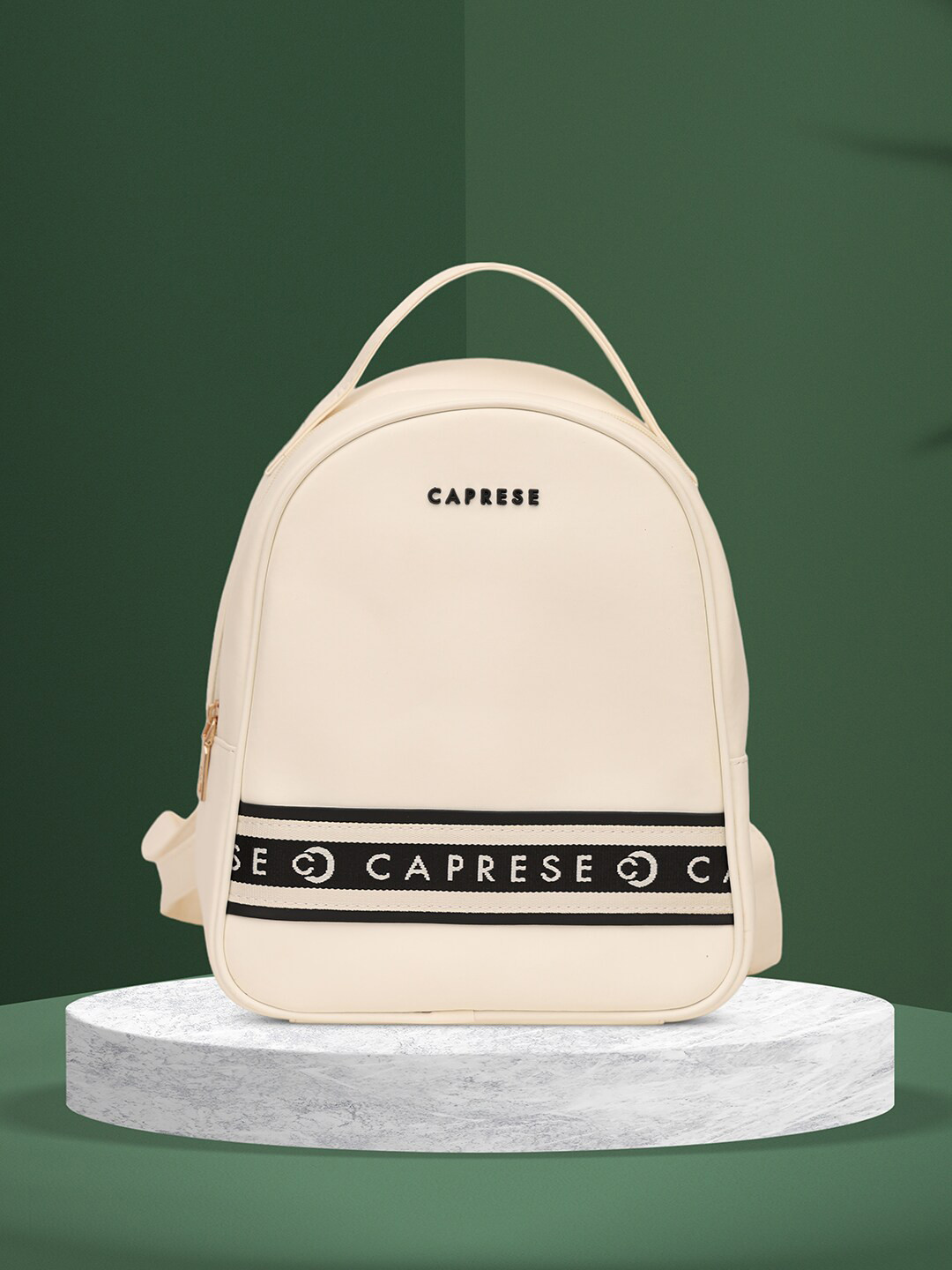 Caprese Trinity Women Cream Medium Backpack