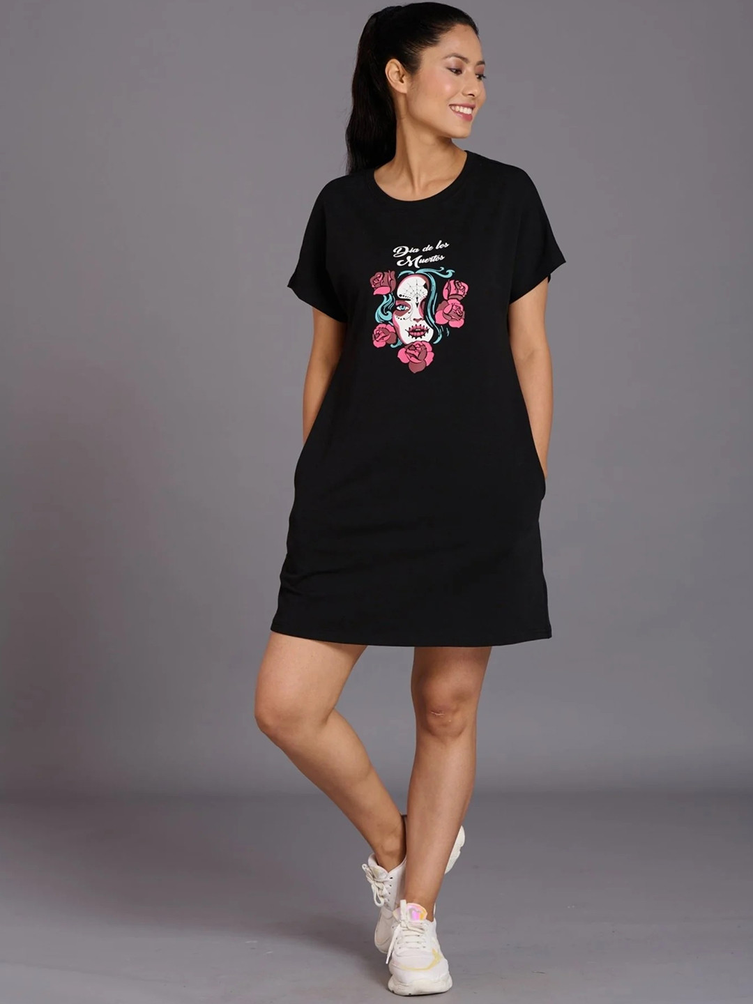 GO DEVIL Women Round Neck T-shirt Dress
