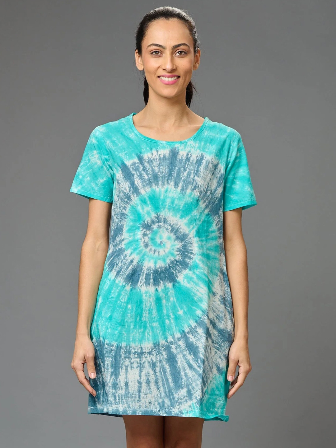 GO DEVIL Tie and Dye A-Line Cotton Dress