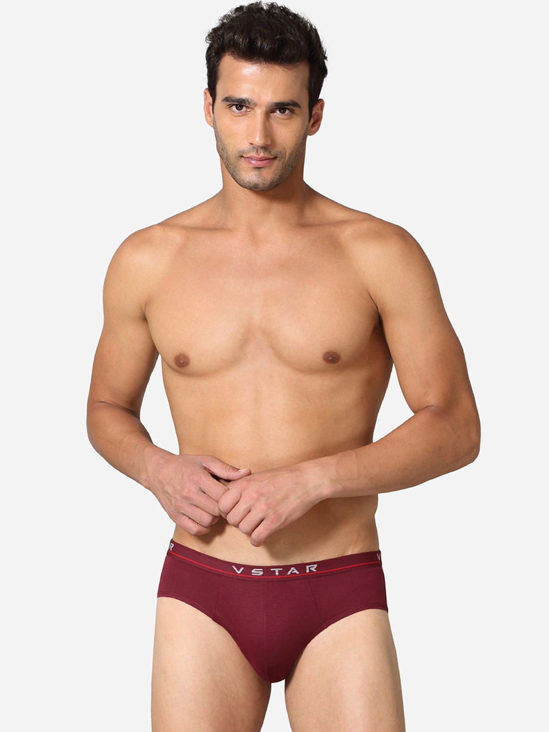 VStar Pack Of 2 Soft High Tech Logo Imposed Waistband Briefs ADAMS NEO-2PCS-ZINFANDEL