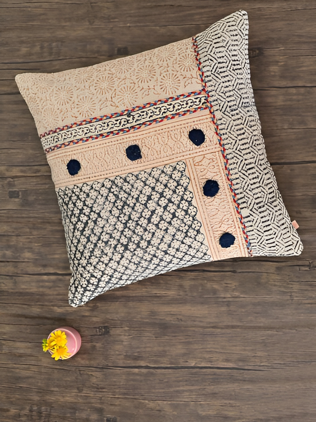 Art Avenue Mustard Abstract Square Cushion Cover