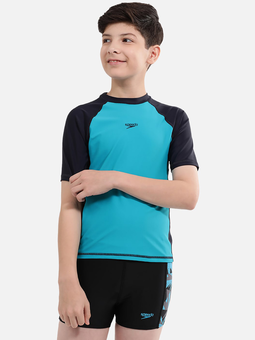 Speedo Colourblock Round-Neck Swim Tshirt