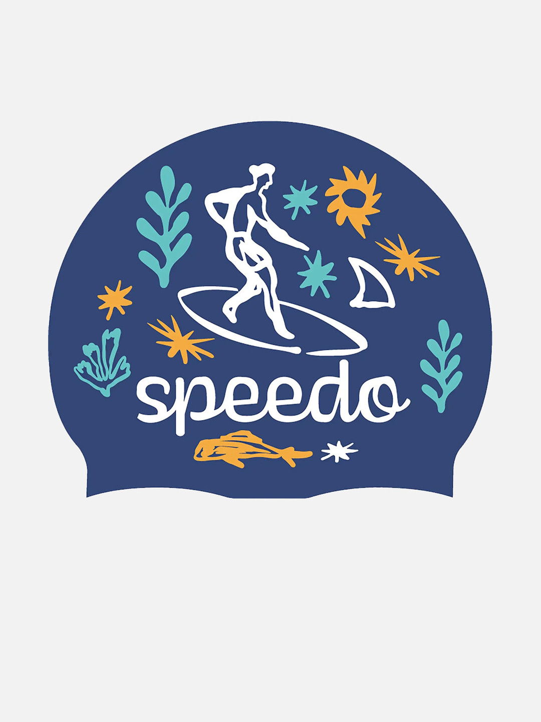 Speedo Kids Surfing Slogan Print Silicone Swim Cap