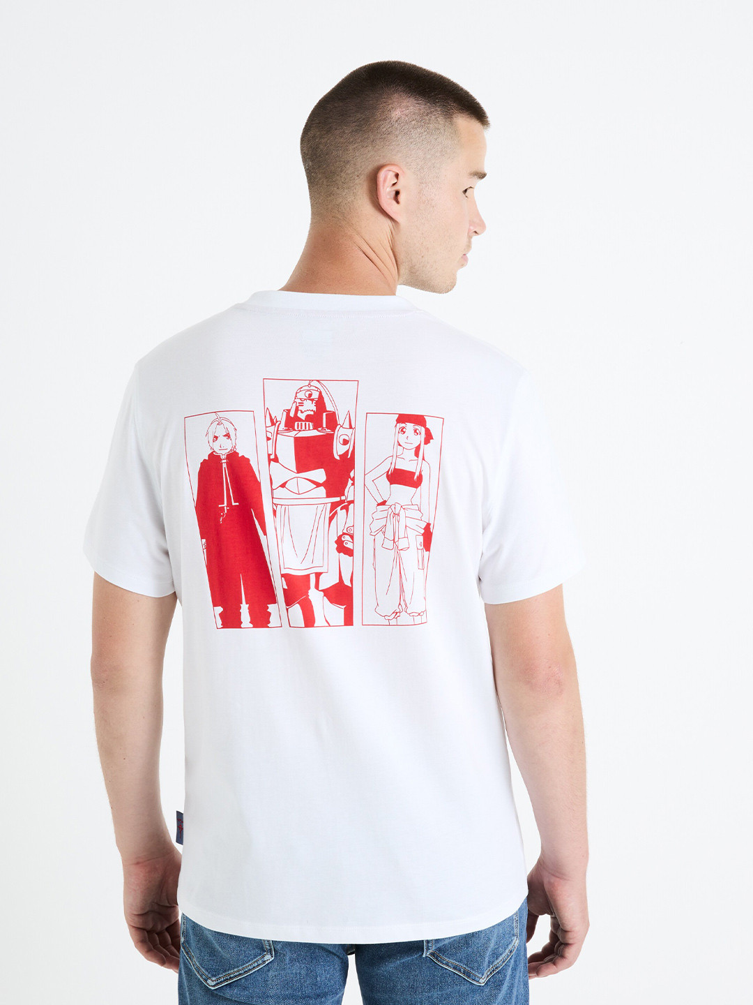 Celio Full Metal Alchemist Printed Round Neck Cotton Regular Fit T-shirt