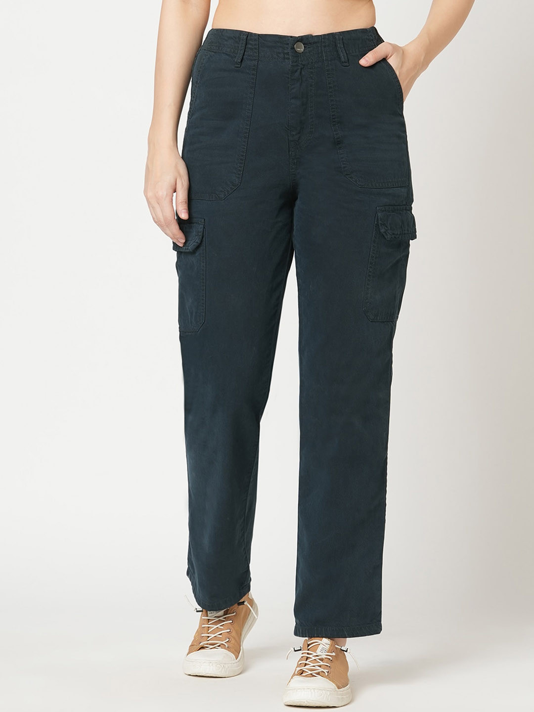 Kraus Jeans Women Skinny Fit High-Rise Cargos Trouser