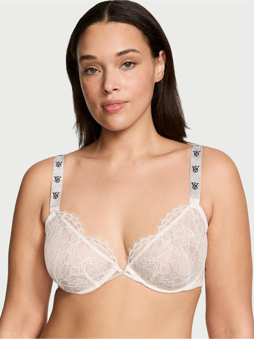 Victoria's Secret Victoria's Secret Shine Strap Unlined Low-Cut Lace Demi Embellished Bra