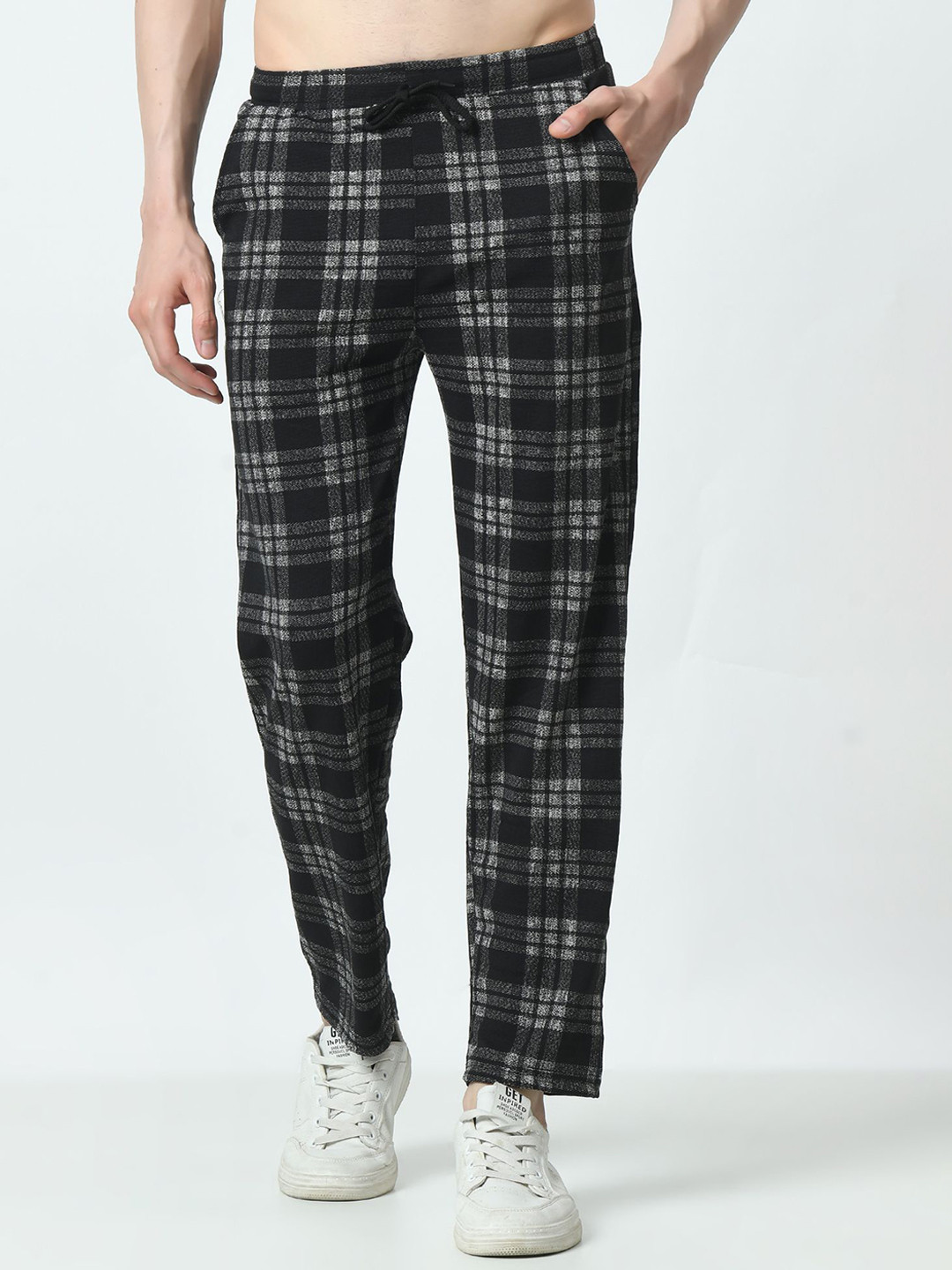 BAESD Men  Check Printed Track Pants