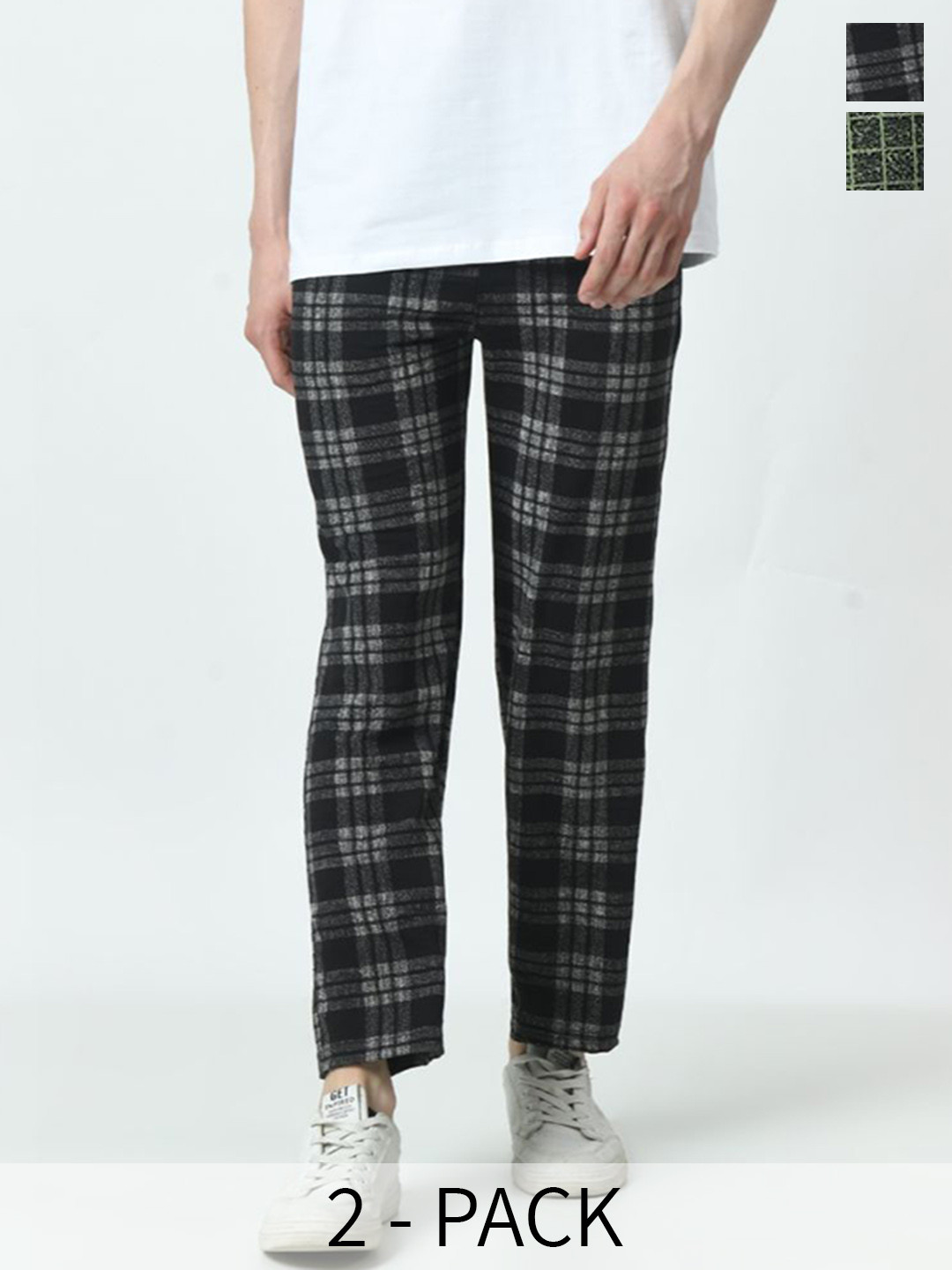 BAESD Men 2Pcs Checked Track Pant
