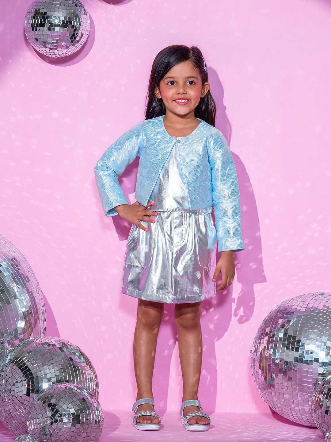 LIL DRAMA Girls Barbie Round Neck Top with Skirt