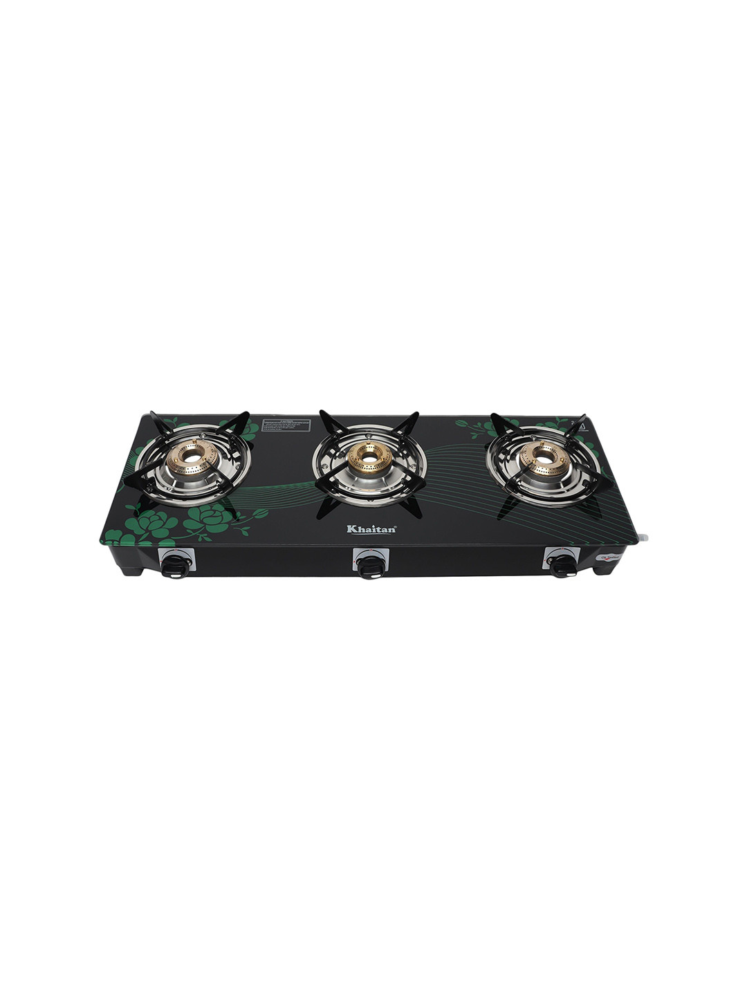 Khaitan Black 3 Burner Digital Toughened Glass Gas Stove