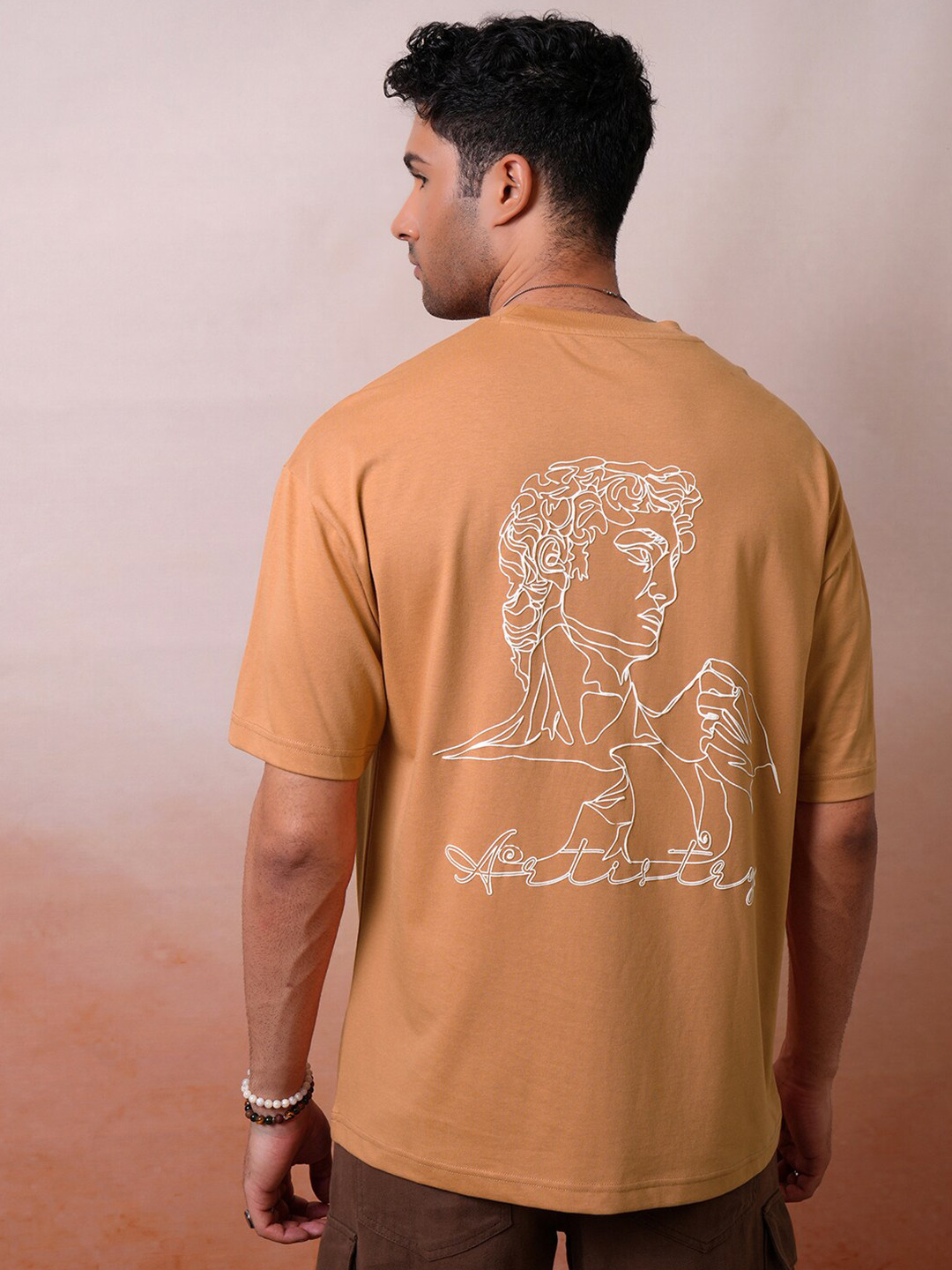 Locomotive Men Premium Puff Printed Round Neck Half Sleeve Oversized T-shirt