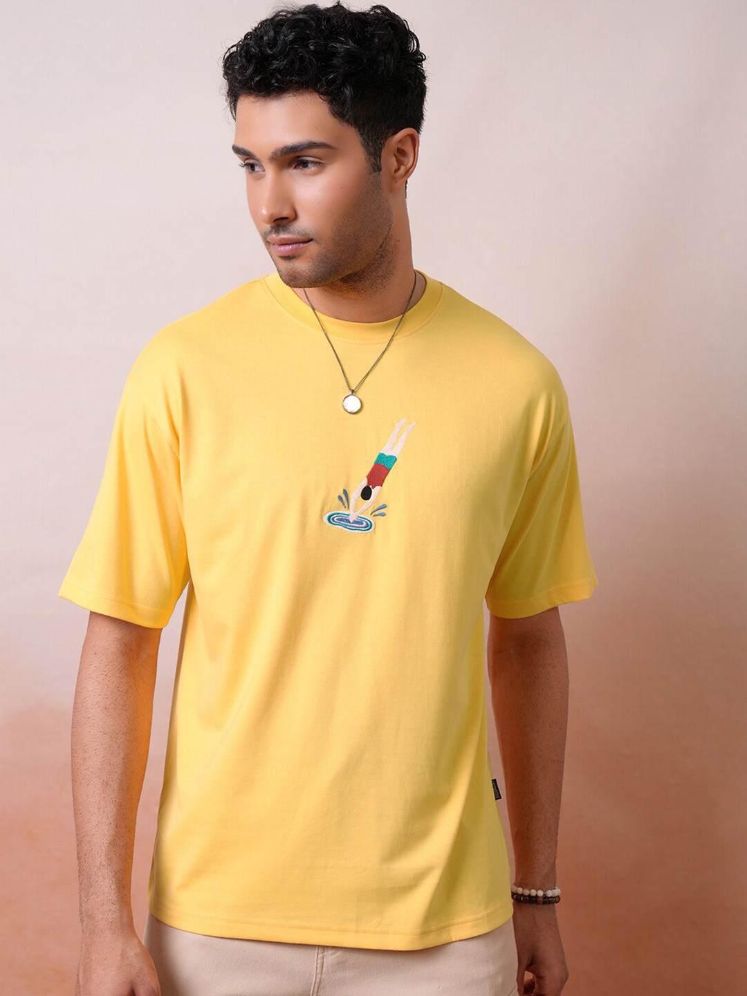 LOCOMOTIVE Men Premium Round Neck Half Sleeve Relaxed Drop Shoulder T- Shirt