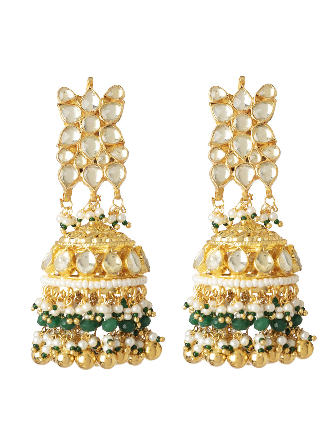vivinia BY VIDHI MEHRA Gold Plated Green Womens Jhumka Earrings