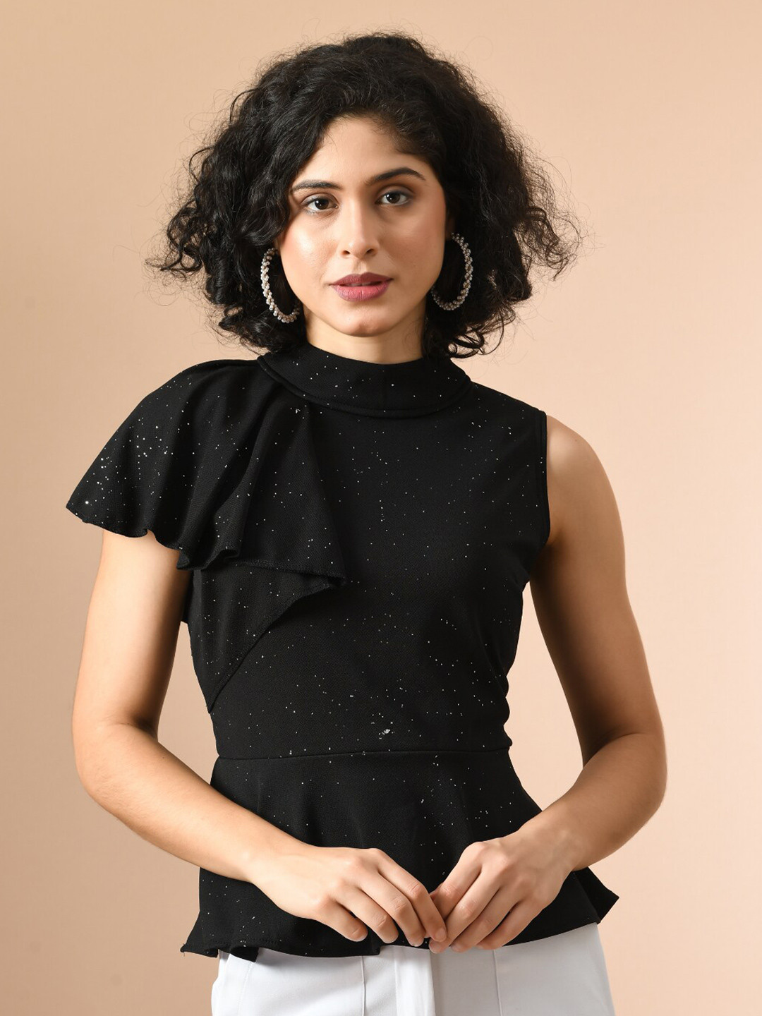 IUGA Black High Neck Sleeveless Party Top