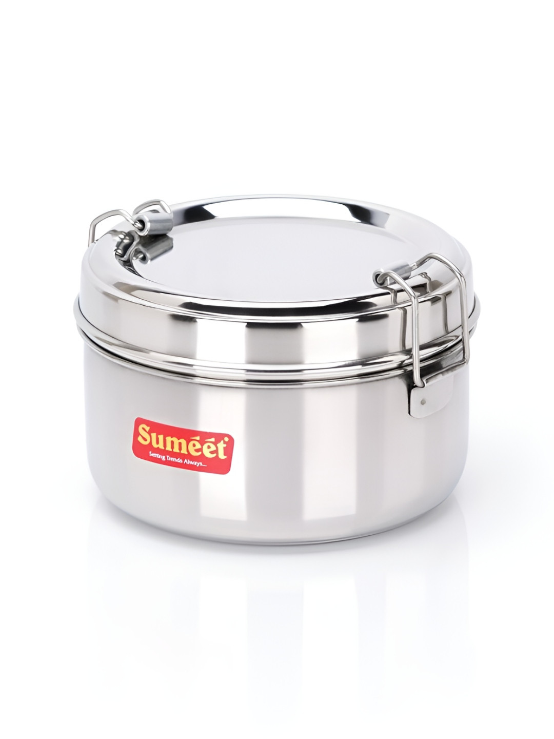 Sumeet Steel Solid Stainless Steel Dishwasher Safe 1PCs Lunch Box With Spoon and Fork