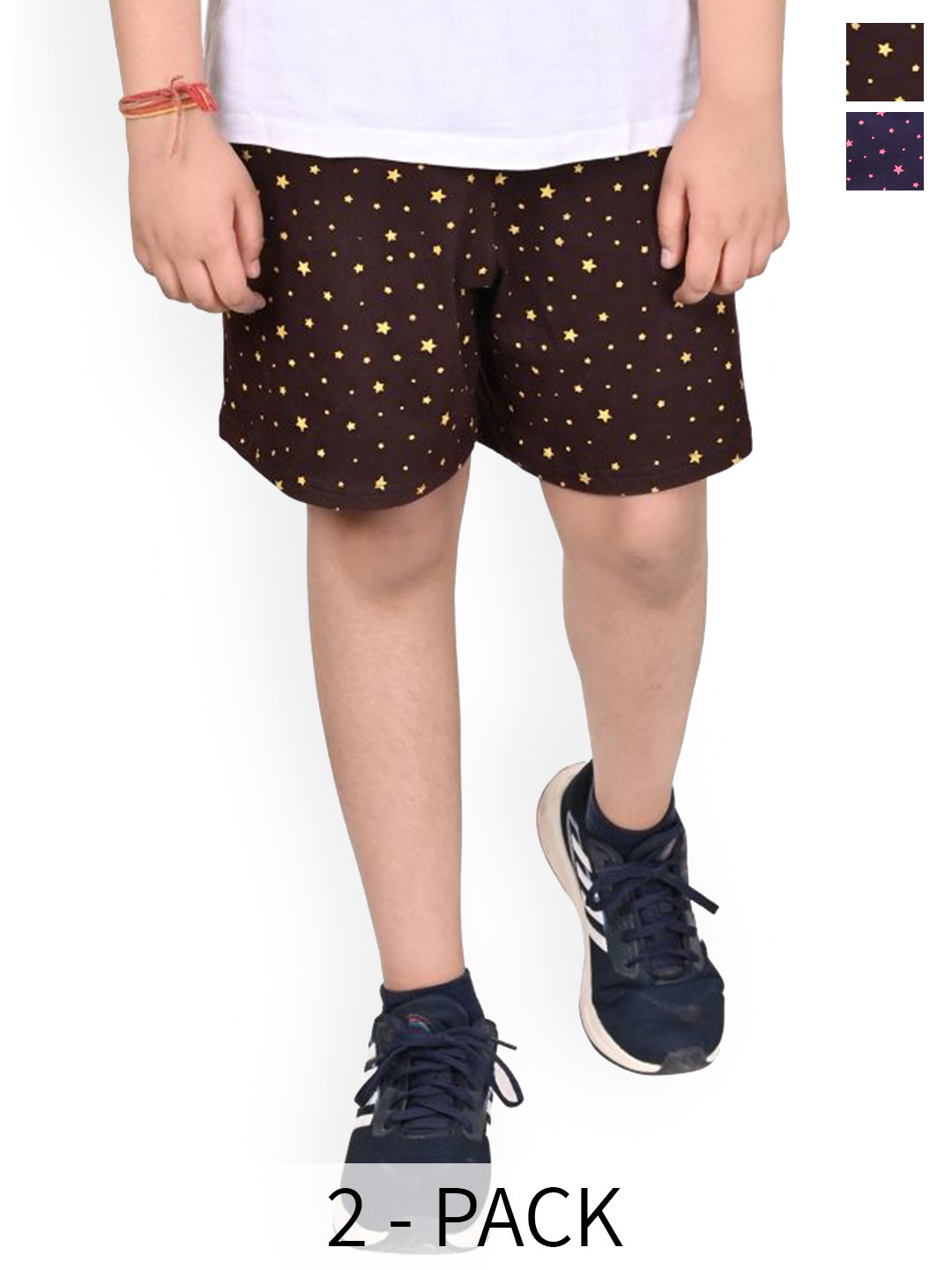 BAESD Boys Pack Of 2 Pure Cotton Star Printed High-Rise Shorts
