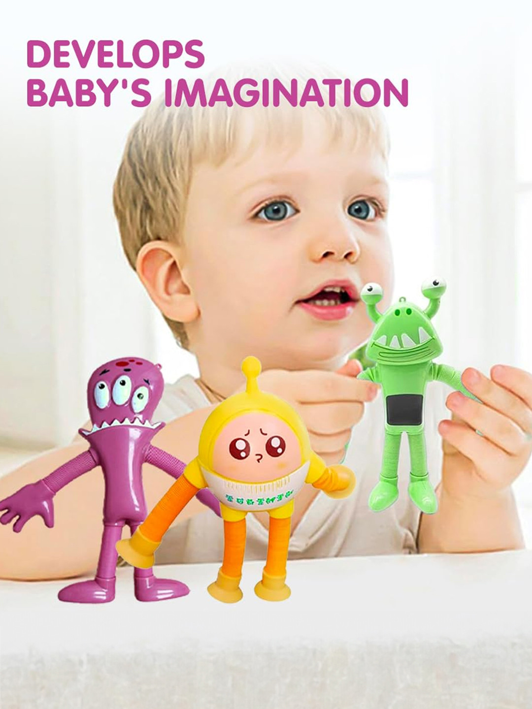 Kidology Set of 3 LED Telescopic Suction Cup Robotics Giraffe Toy