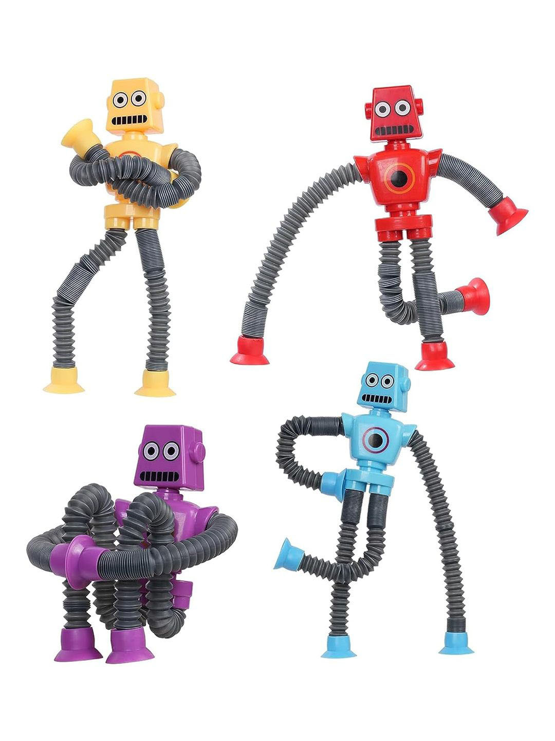 Kidology Set of 4 Infants LED Telescopic Suction Cup Robotics Toys