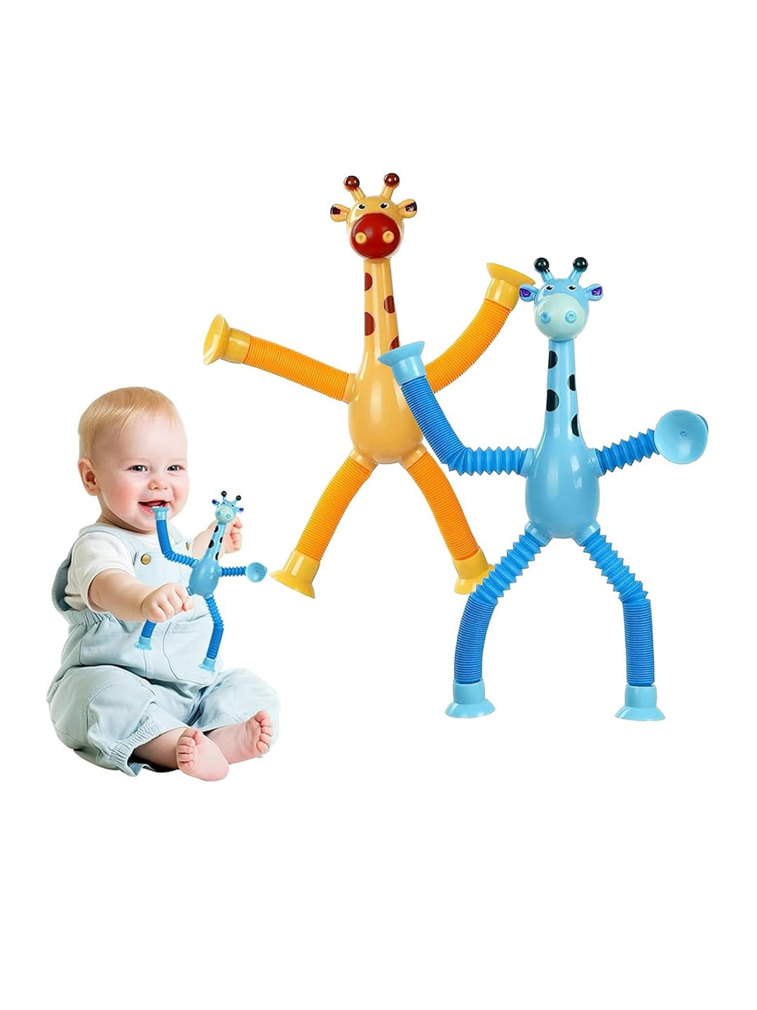 Kidology Set of 2 Infants LED Telescopic Suction Cup Giraffe Toy