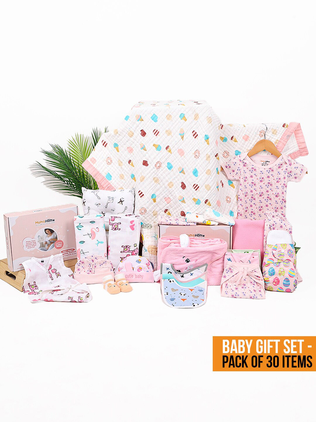 Moms Home Infants 30-Pcs Printed Organic Cotton Baby Apparel Gift Set