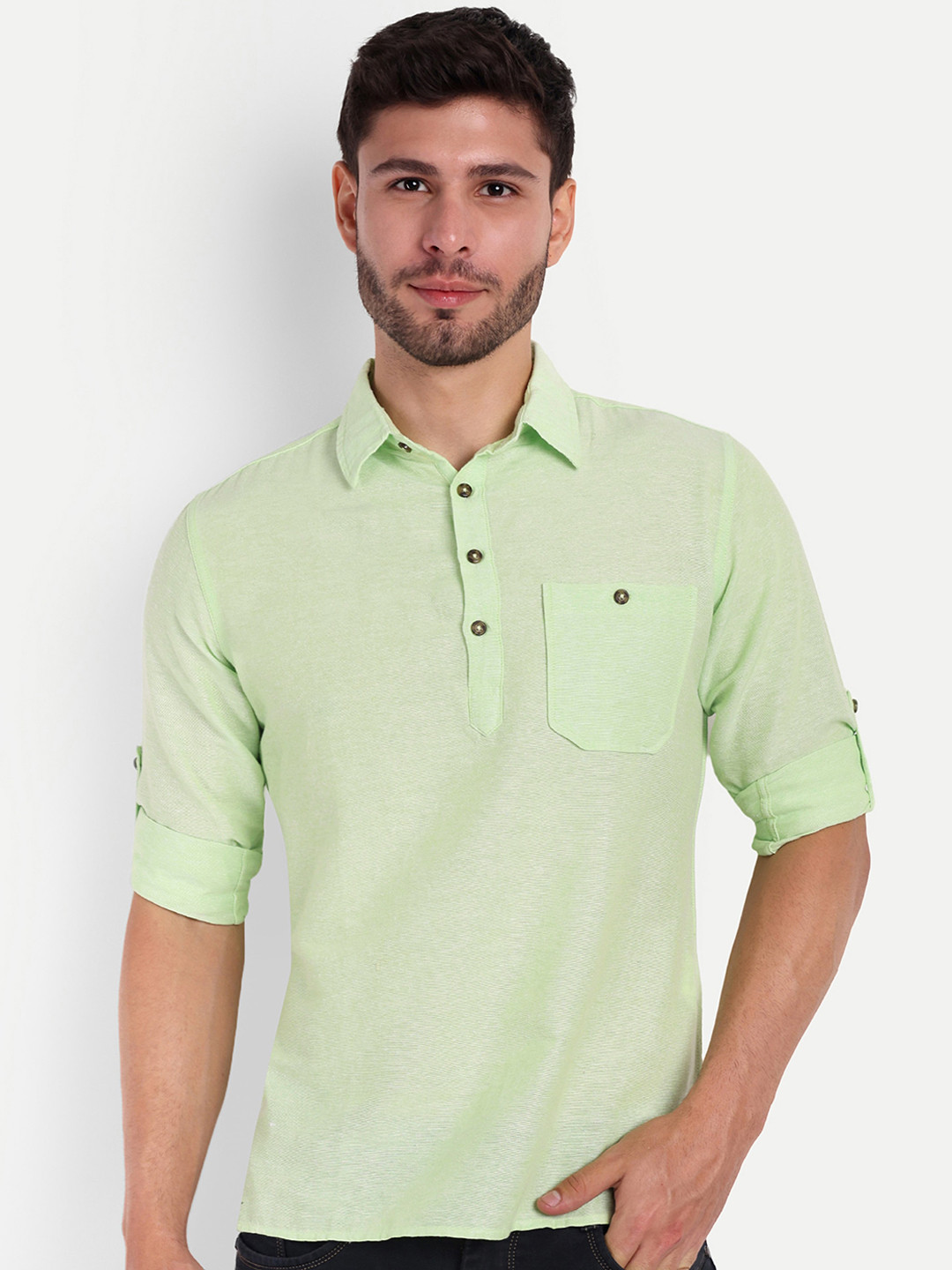 Springberry Men Thread Work Handloom Pathani Kurta
