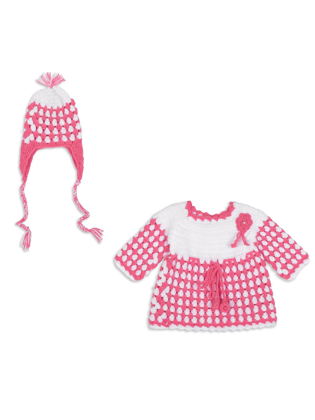 WINDROP SOLUTIONS Girls Self Design Woollen Dress With Cap