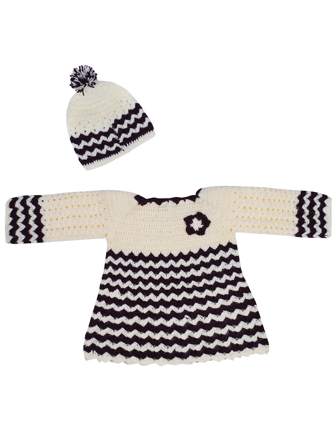 WINDROP SOLUTIONS Girls Self Design Woollen A-Line Dress With Cap