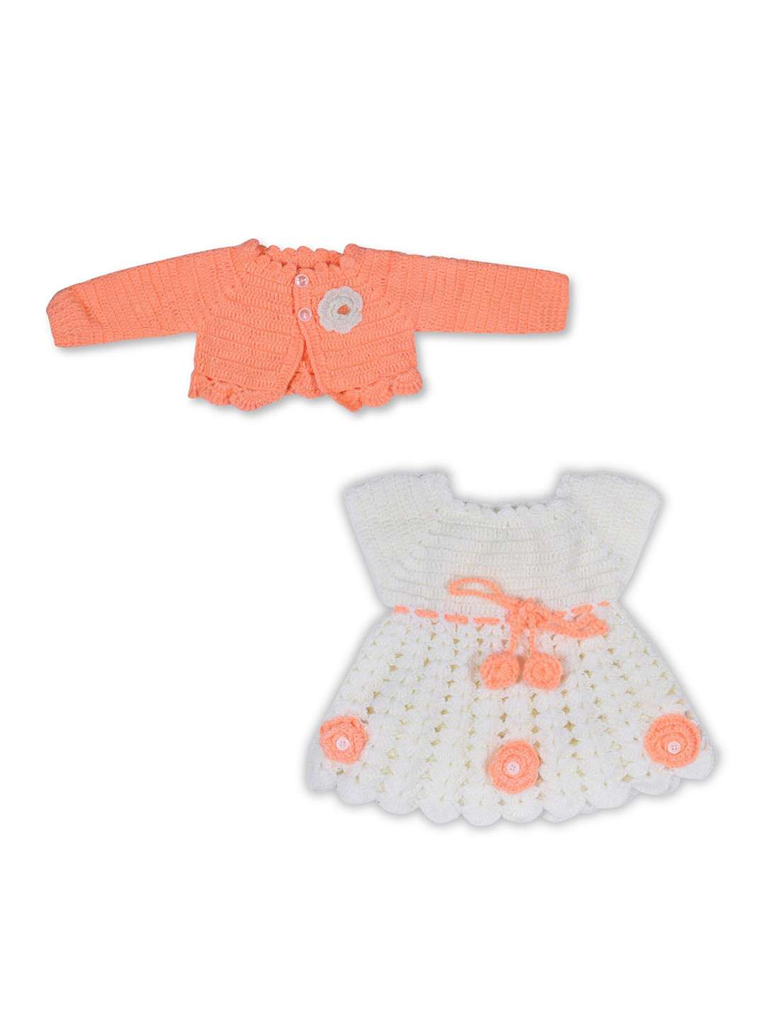 WINDROP SOLUTIONS Girls Self Design Woollen Fit & Flare Dress With Jacket