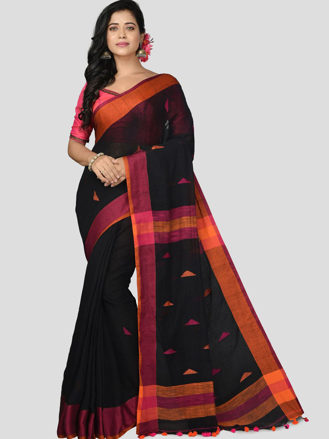 Crochetin Woven Design Khadi Saree F1158