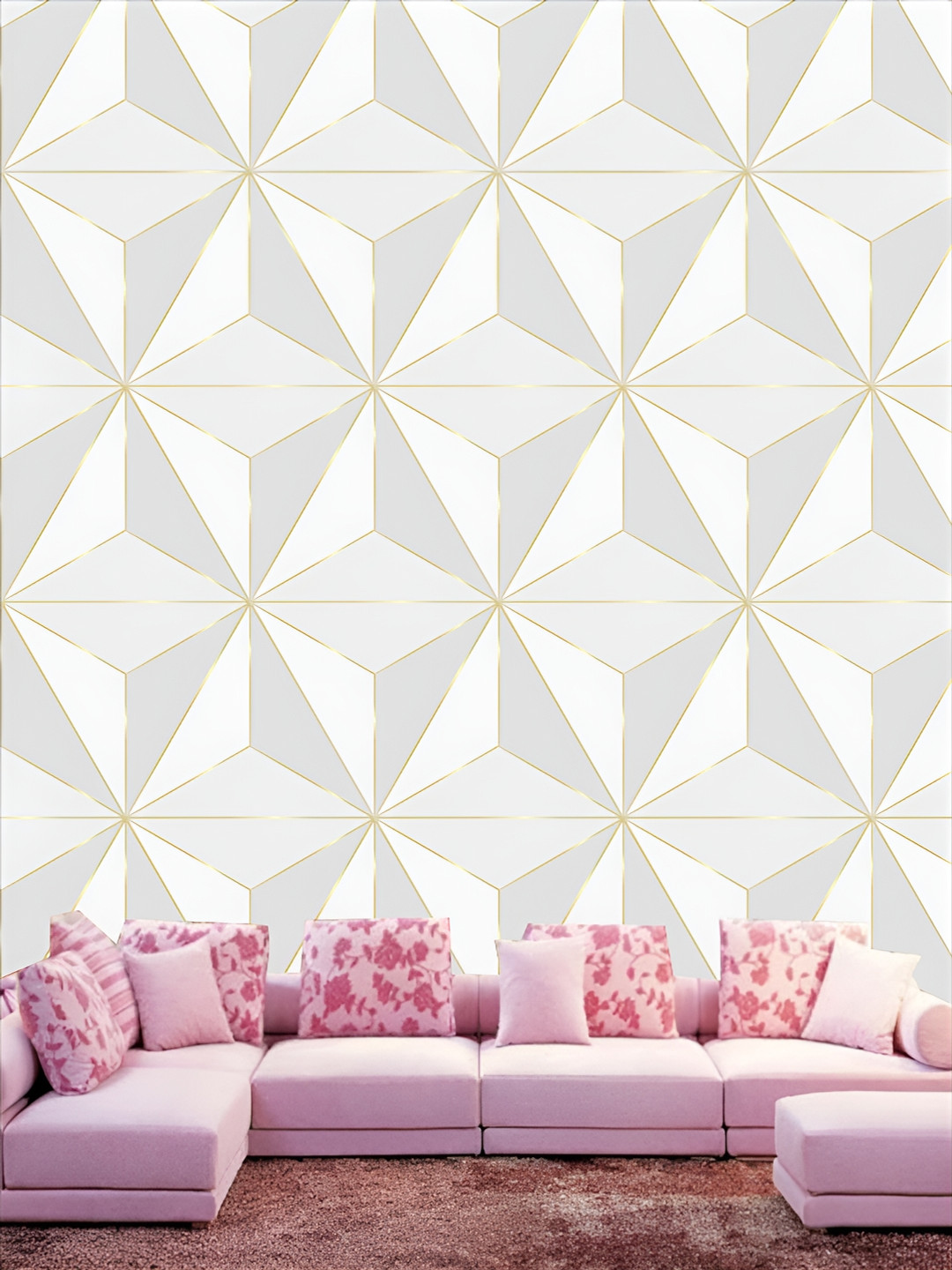 KSHIRSA White & Grey Printed Self-Adhesive 3D Wallpaper