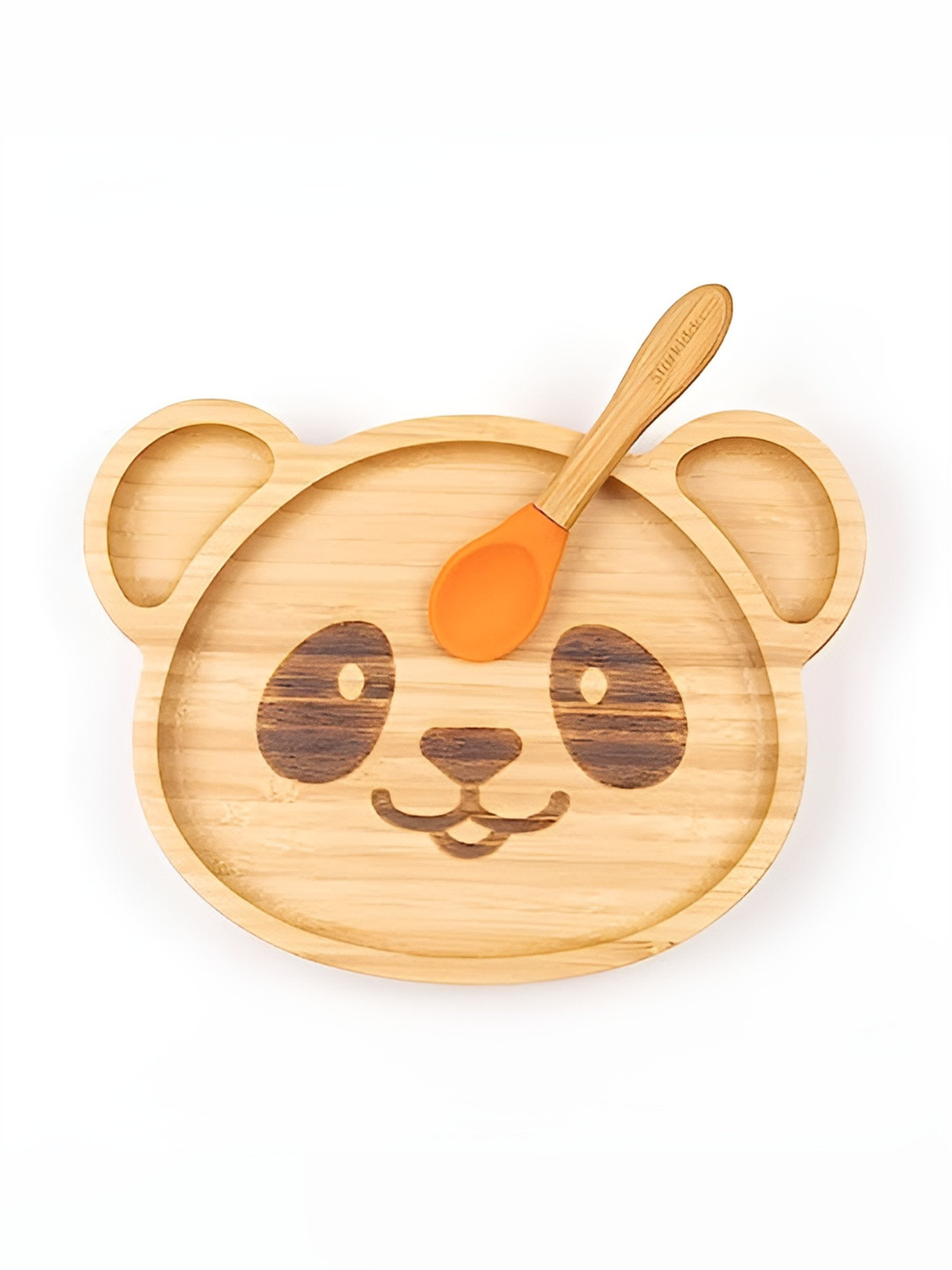 Starkiddo 2-Pcs Orange-Coloured Panda Plate & Spoon