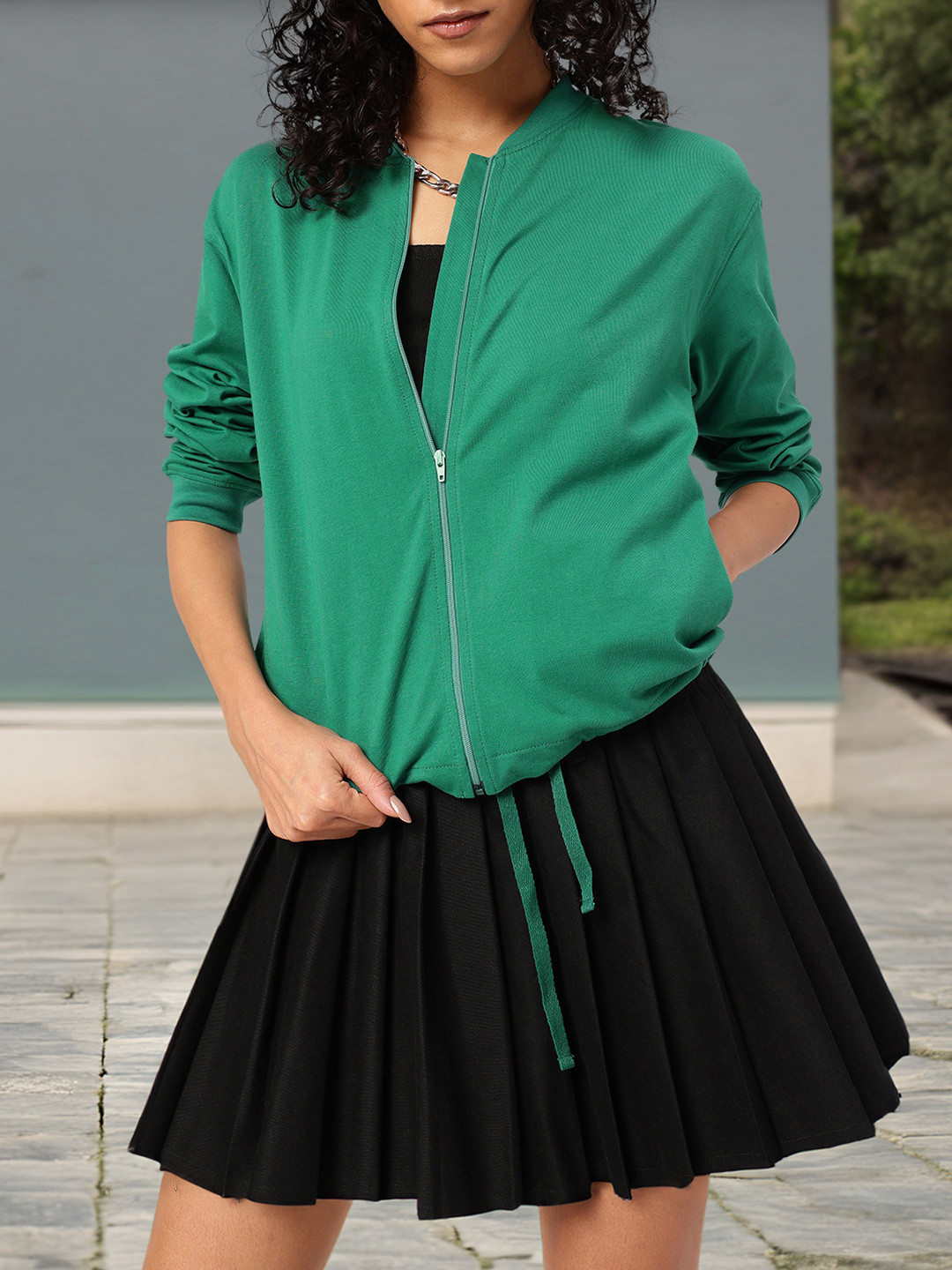 DressBerry Drawstring Hem Long Sleeves Jacket