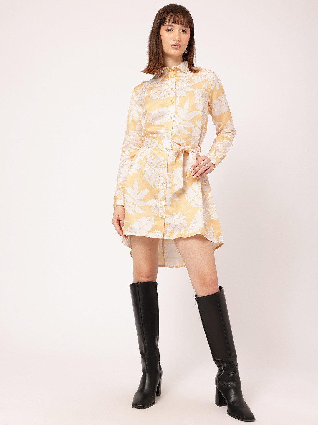 DressBerry Floral Belted Shirt Dress