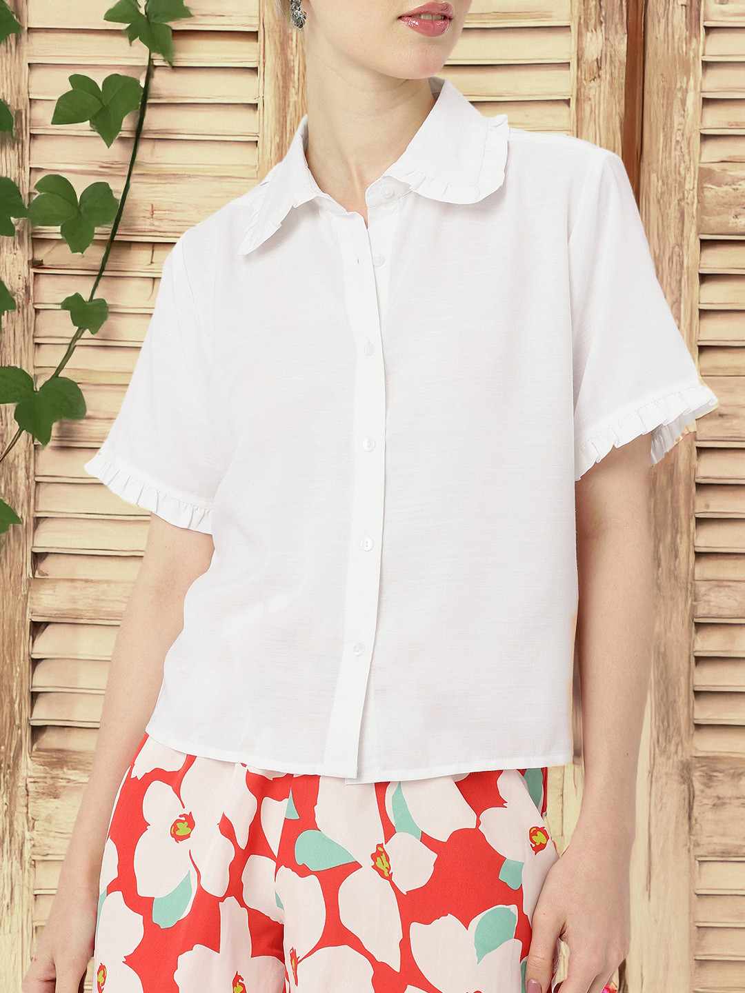 DressBerry Ruffle Sleeves Regular Fit Shirt