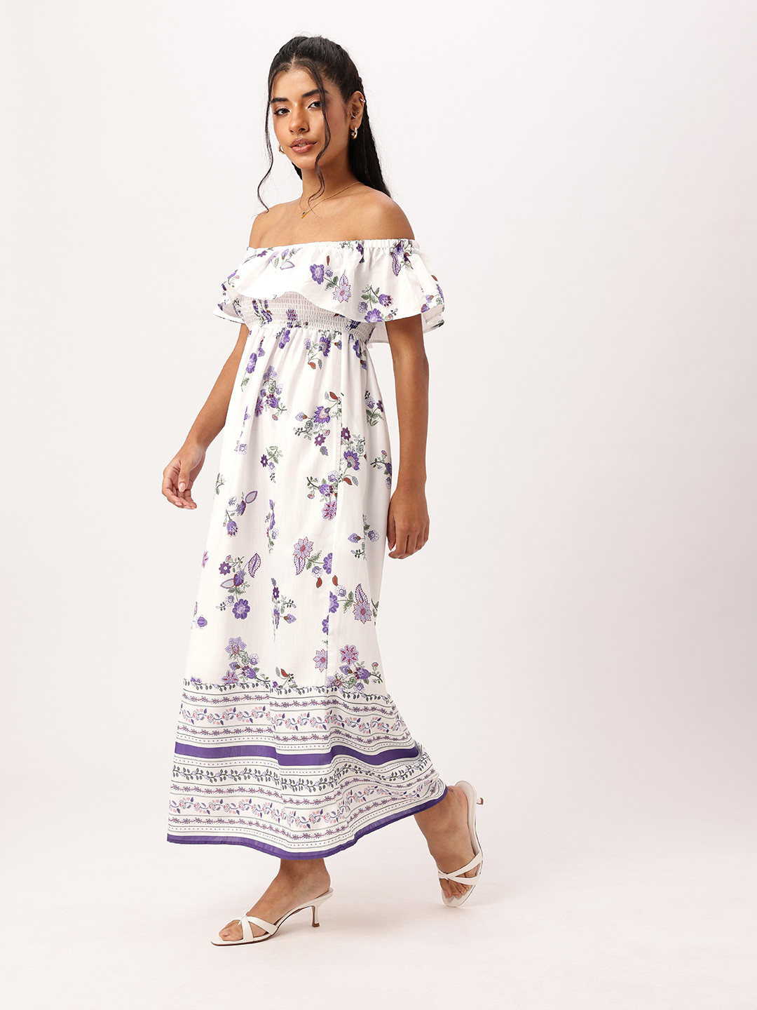 DressBerry Off-Shoulder Appeal Smocked Maxi Dress
