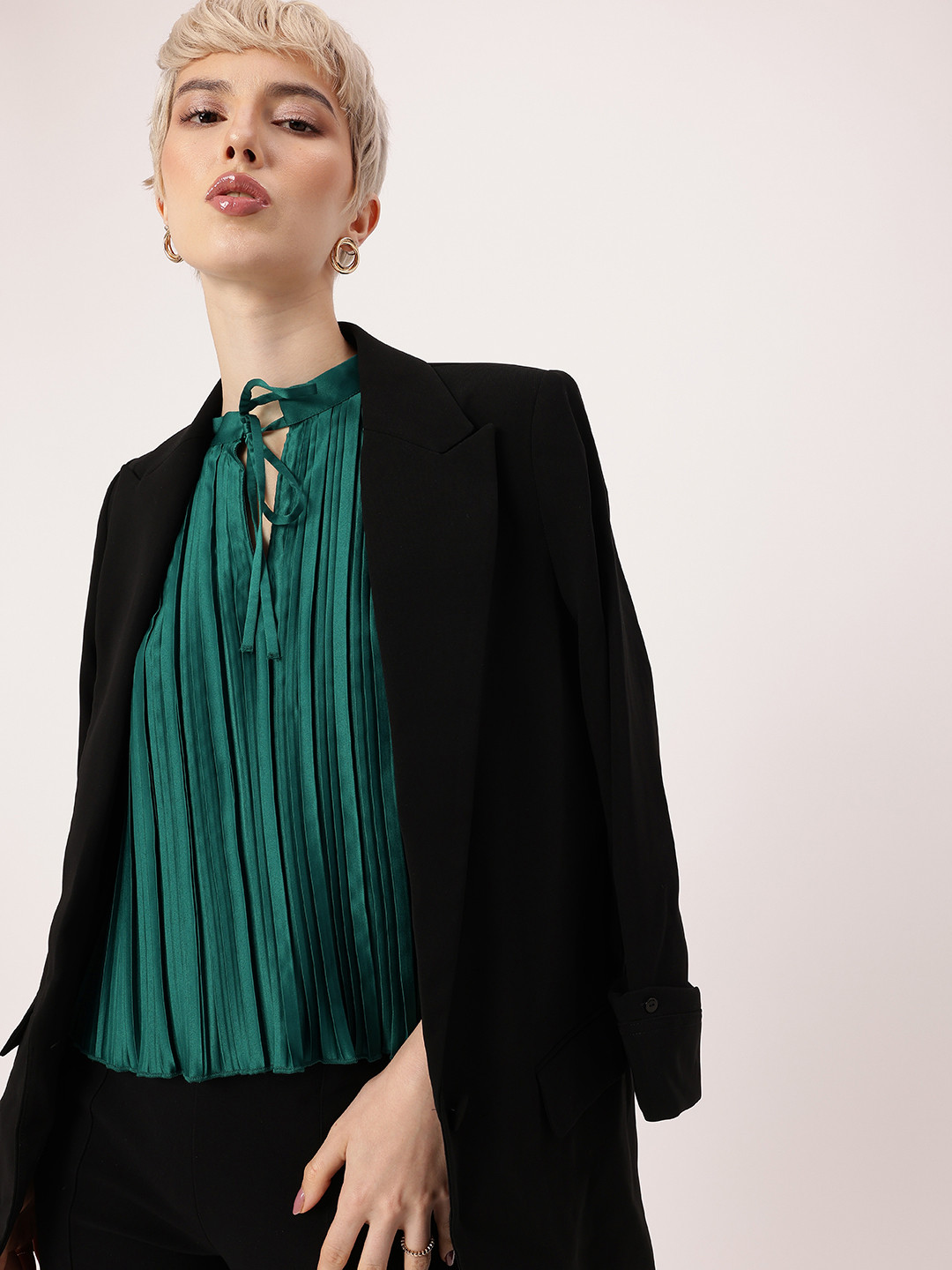 DressBerry Pleated Satin Finish A-Line Top