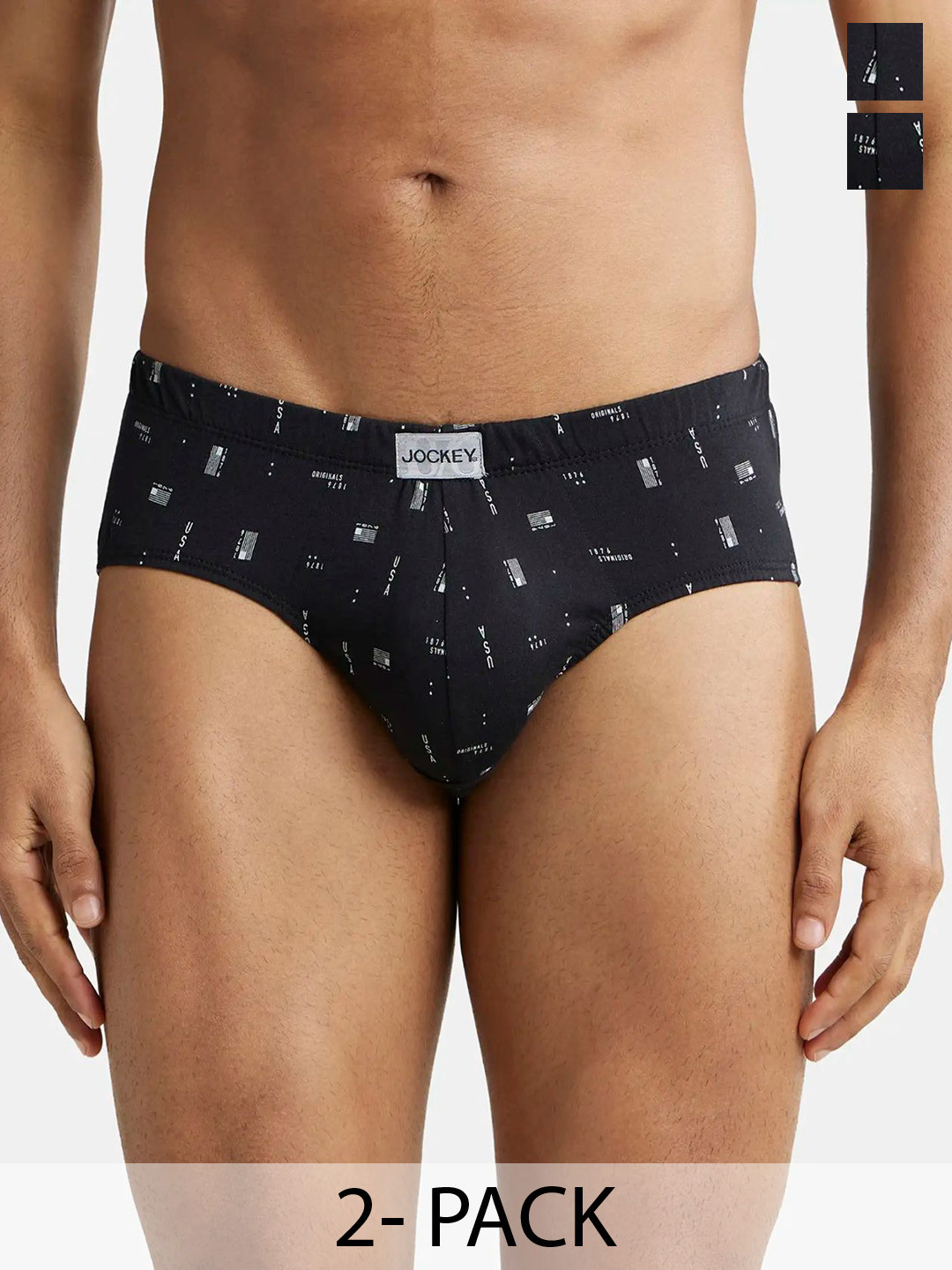 Jockey Men's 8035 Pack Of 2 Assorted Cotton Basic Briefs 8035-0210-PRINT