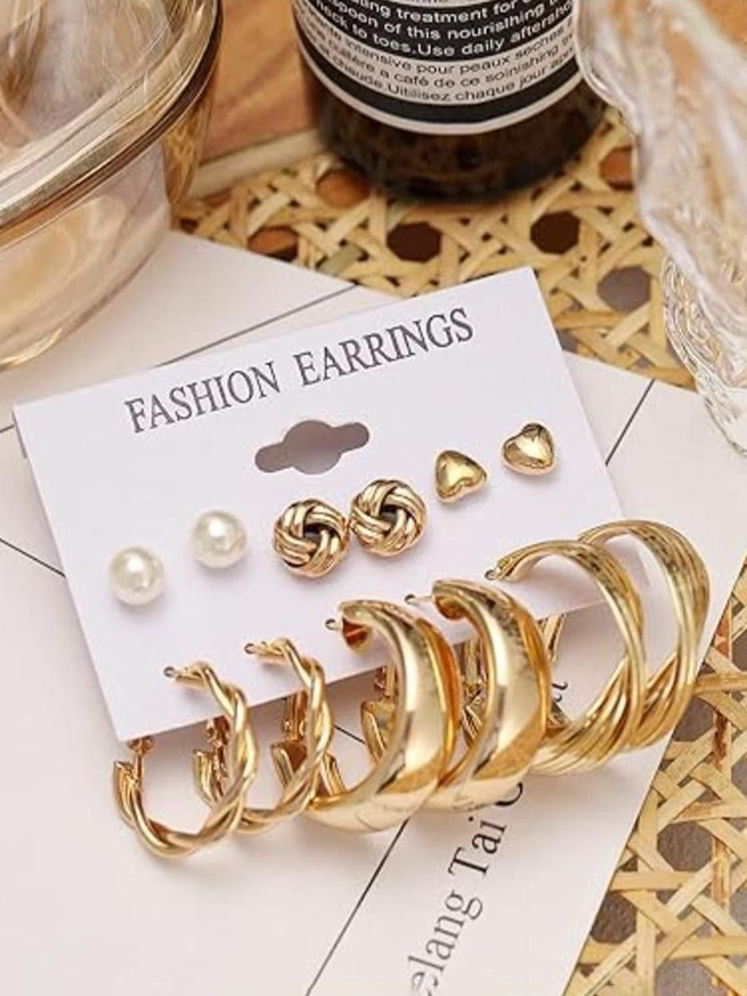 DN Creation Set of 9 Classic Studs Earrings