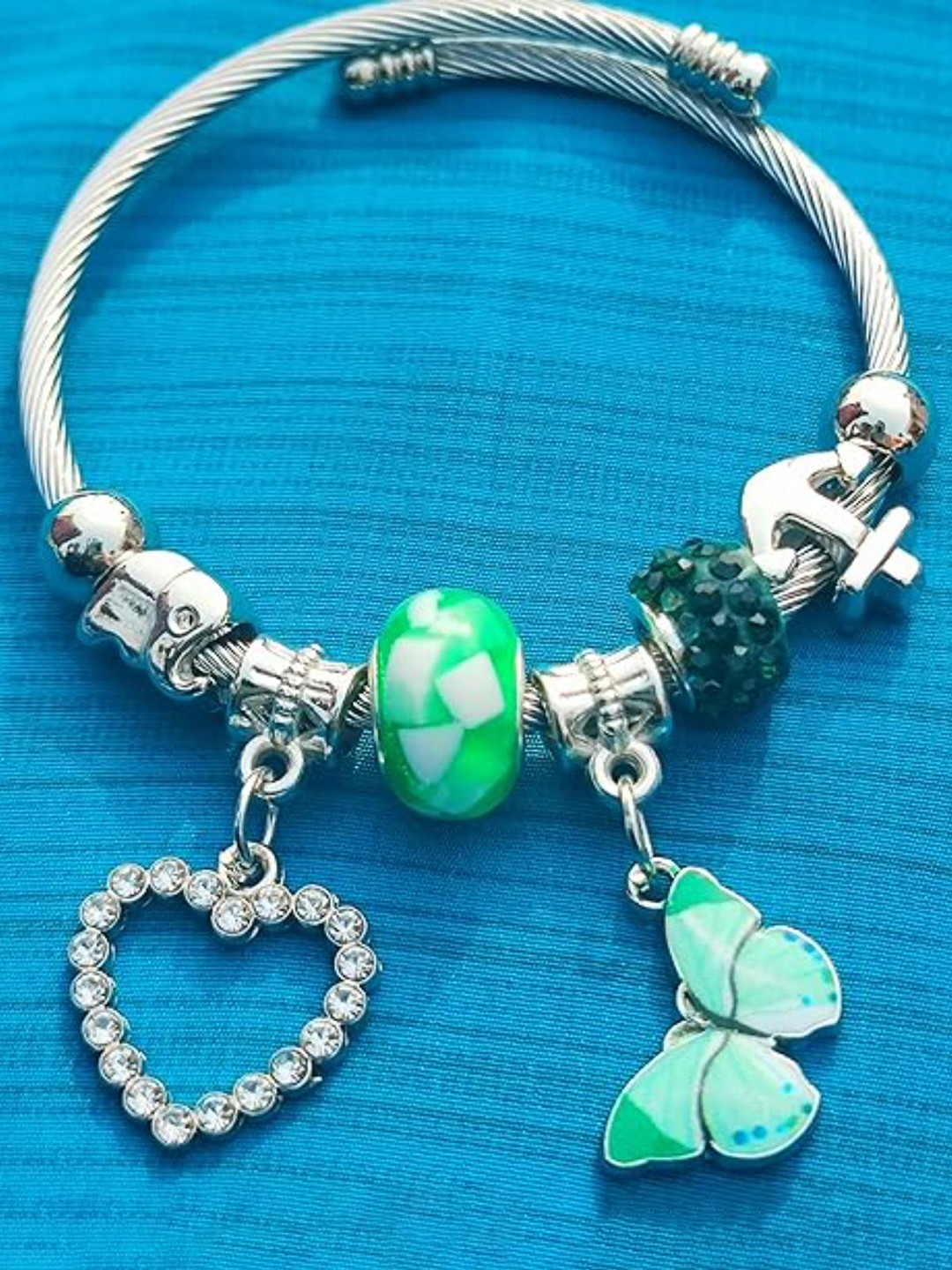 DN Creation Women Oxidised Charm Bracelet