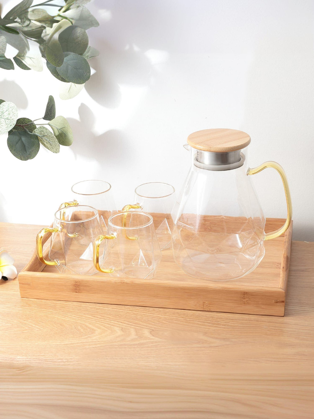 UMAI Transparent 5 Pieces Glass Heat Resistant Jug With Cups