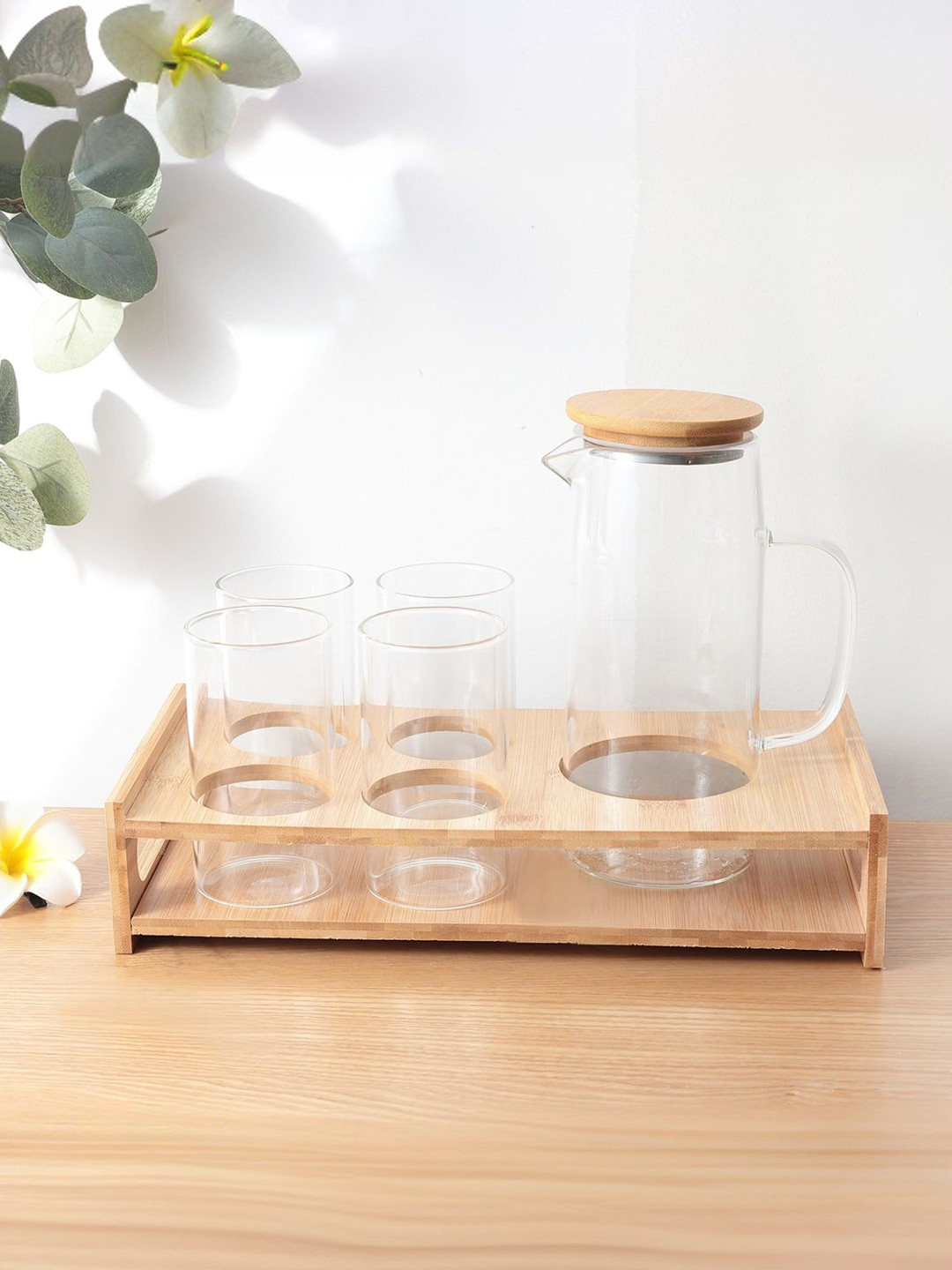 UMAI 5-Pcs Transparent Glass Water Jug & Cups