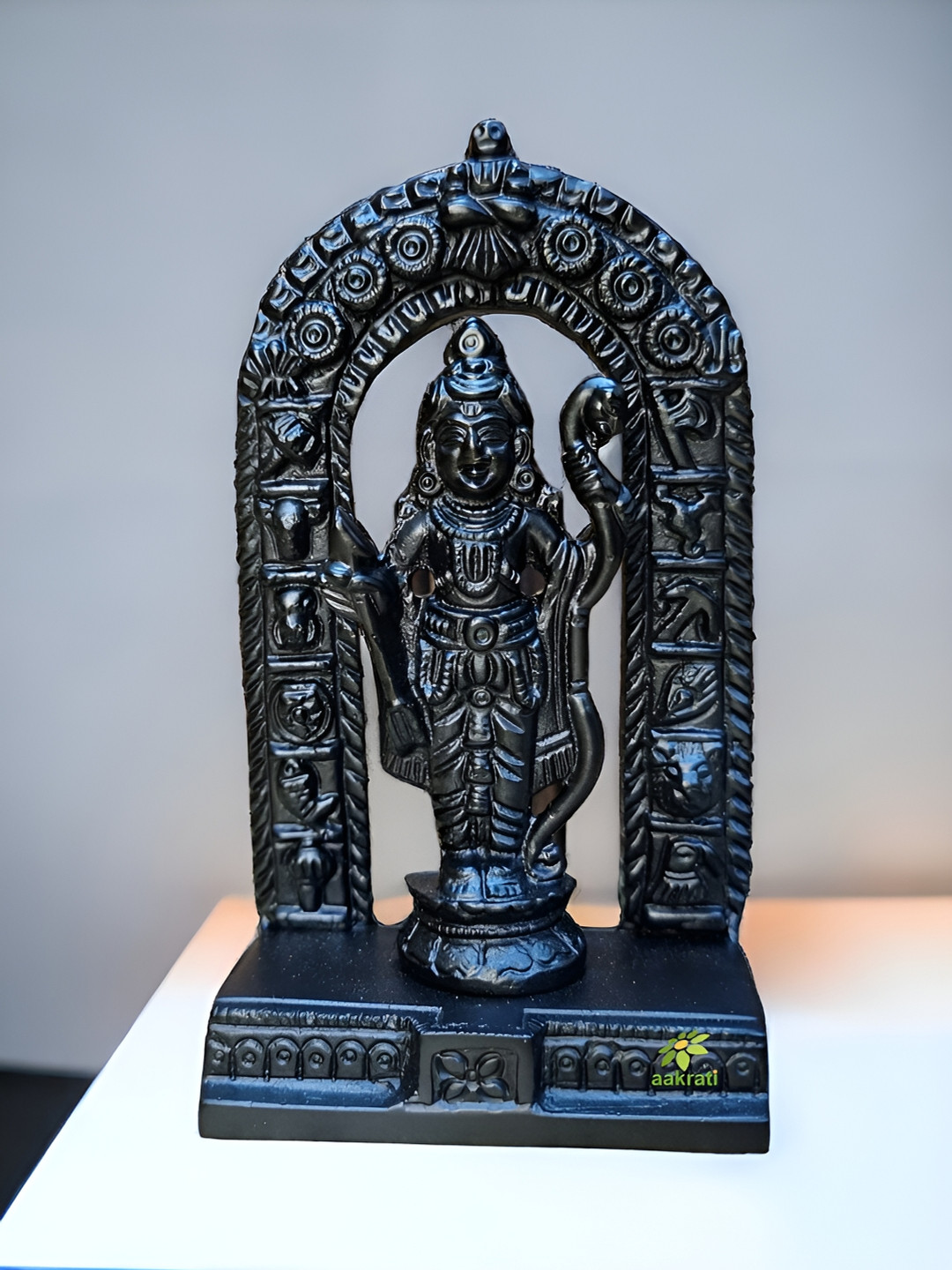 Aakrati Ram Lalla Black Brass Metallic Prayer Room Small Showpiece - 4.5 Inches