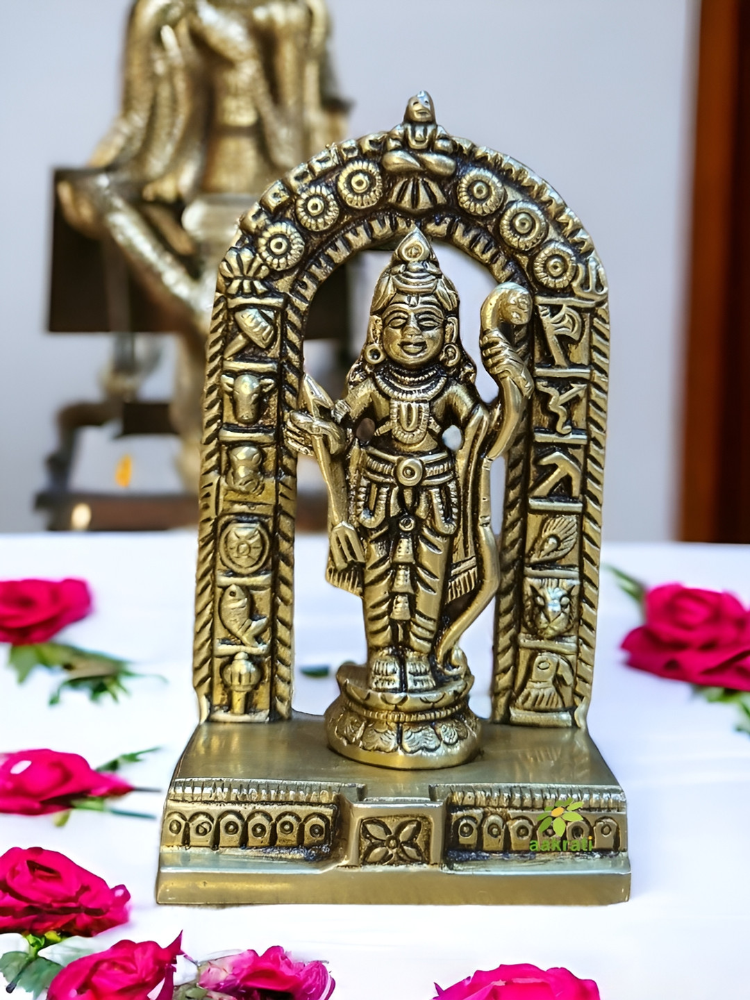 Aakrati Ram Lalla Gold Brass Metallic Prayer Room Small Showpiece - 4.5 Inches