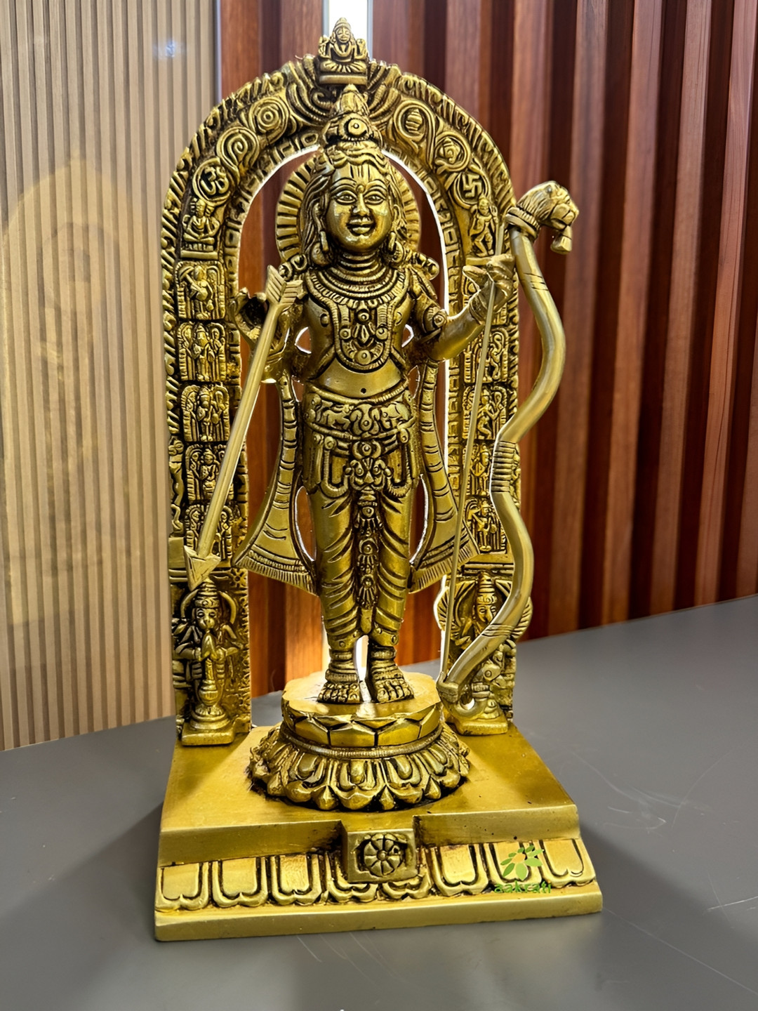 Aakrati Ram Lalla Yellow Brass Metallic Prayer Room Small Showpiece - 9.4 Inches