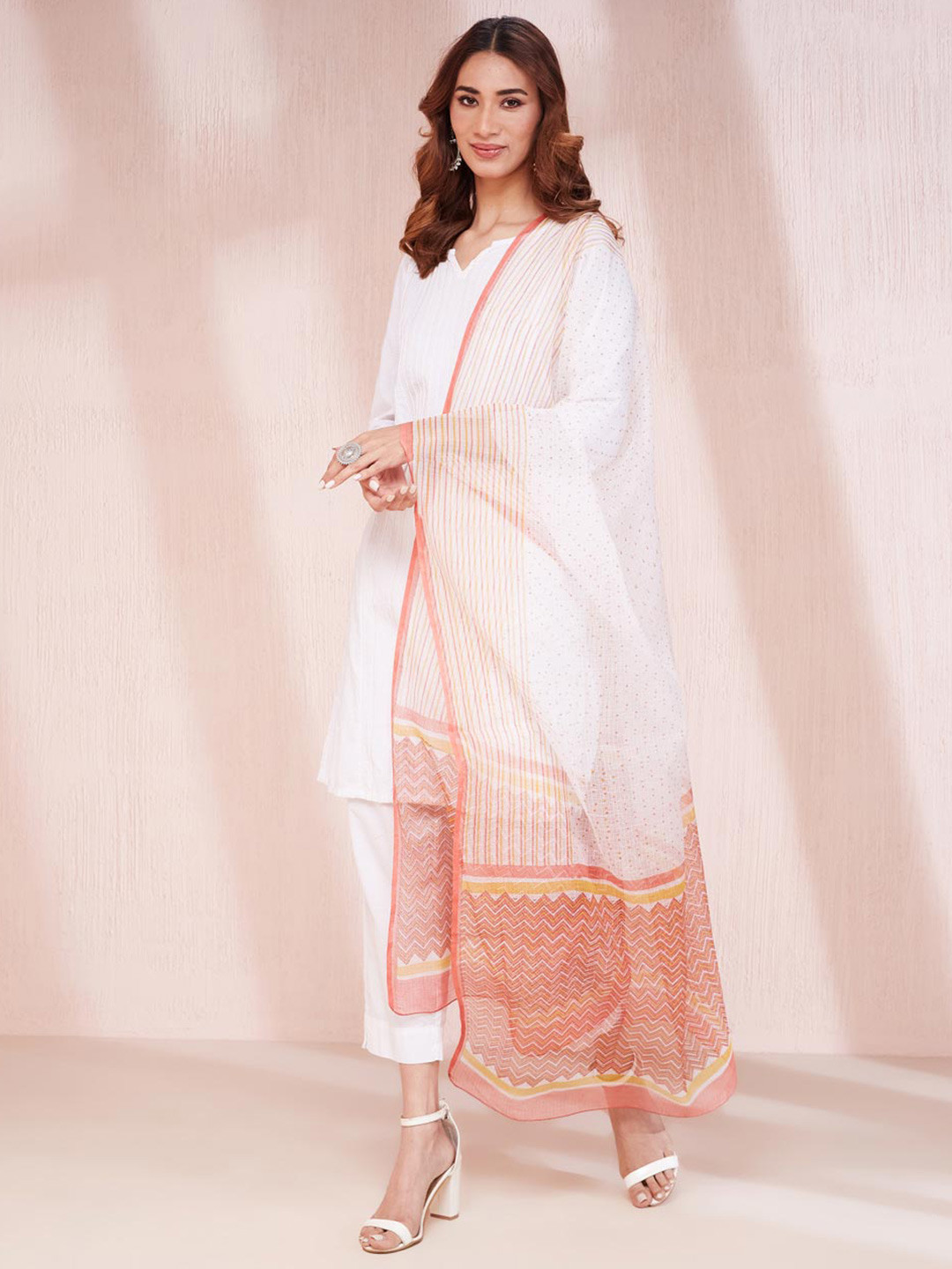 Fabindia Cotton Silk Hand Block Printed Dupatta