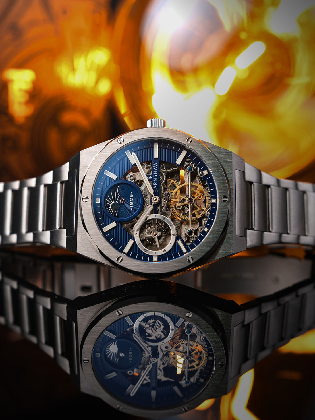 EARNSHAW Men Dial & Stainless Steel Straps Analogue Automatic Motion WatchES-8291-22