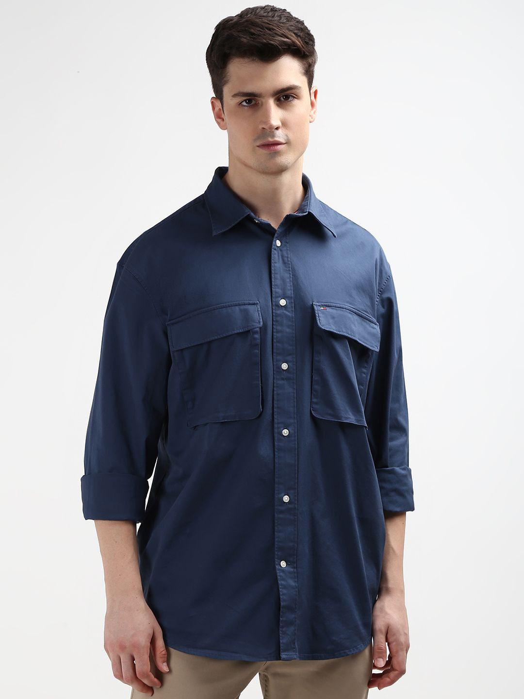 Tommy Hilfiger Spread Collar Flap Pockets Casual Shirt