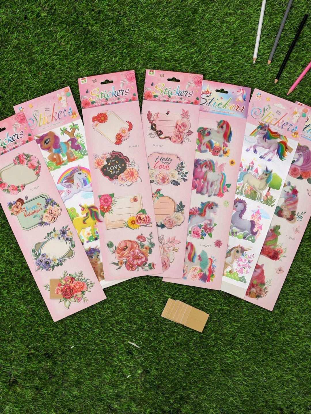 Yellow Bee Greeting Cards and Unicorn Set Of 7 3D Stickers Combo, Multicolor,