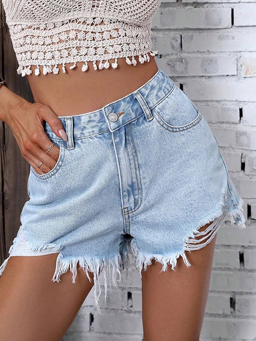 Denim shorts woman discount